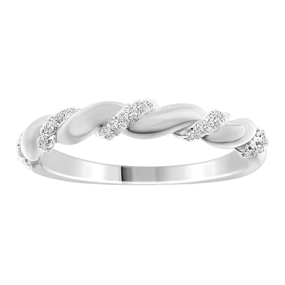 LADIES STACKABLE BAND 0.11CT ROUND DIAMOND 10K WHITE GOLD