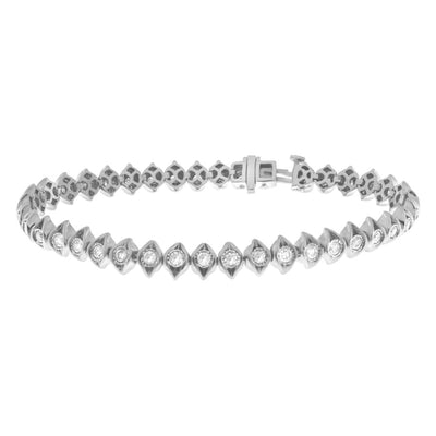 LADIES BRACELET 1.00CT ROUND DIAMOND 10K WHITE GOLD