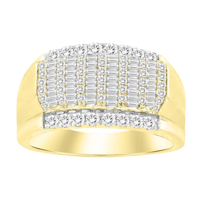 MEN'S BAND 1.00CT ROUND/BAGUETTE DIAMOND 10K YELLOW GOLD
