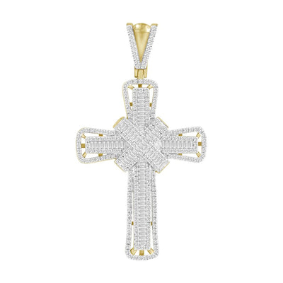 MEN'S CHARM 1.00CT ROUND/BAGUETTE DIAMOND 10K YELLOW GOLD