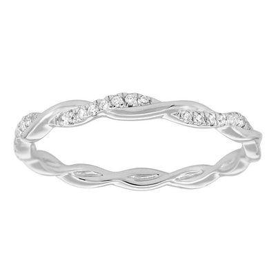 LADIES BAND 0.20CT ROUND DIAMOND 10K WHITE GOLD