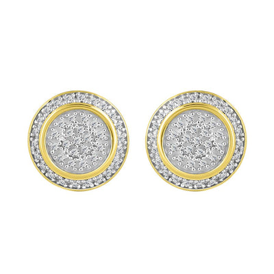MEN'S STUD EARRINGS 0.25CT ROUND DIAMOND 10K YELLOW GOLD