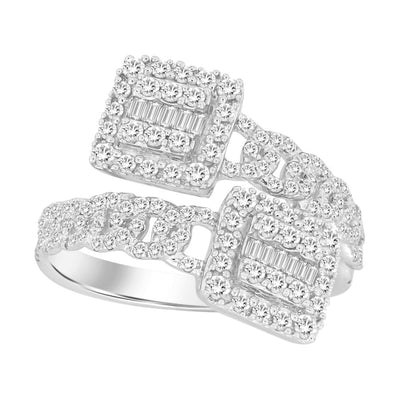 LADIES BAND 0.75CT ROUND/BAGUETTE DIAMOND 14K WHITE GOLD (SI QUALITY)