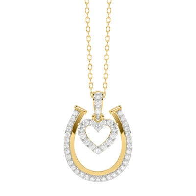 LADIES PENDANT WITH CHAIN 0.25CT ROUND DIAMOND 14K YELLOW GOLD