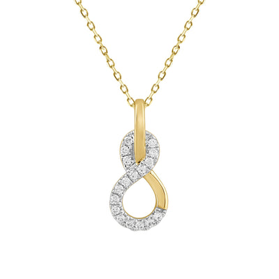 LADIES PENDANT WITH CHAIN 0.13CT ROUND DIAMOND 10K YELLOW GOLD