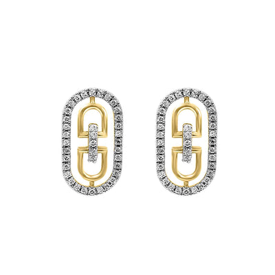 LADIES EARRINGS 0.25CT ROUND DIAMOND 14K YELLOW GOLD