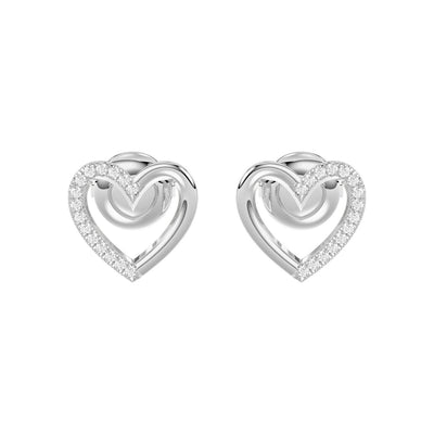 LADIES EARRINGS 0.10CT ROUND DIAMOND 14K WHITE GOLD