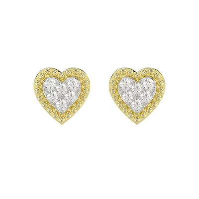 LADIES EARRINGS 0.20CT ROUND DIAMOND 14K YELLOW GOLD