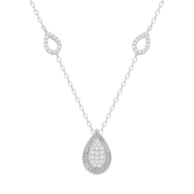 LADIES NECKLACE 0.25CT ROUND DIAMOND 10K WHITE GOLD