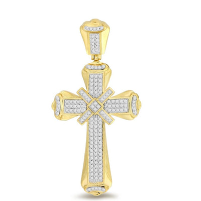 MEN'S CROSS 0.50CT ROUND DIAMOND 10K YELLOW GOLD
